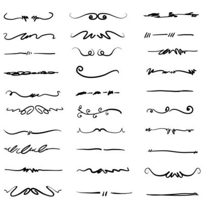collection of handdrawn border and divider with unique swirl doodle style