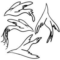 collection of handdrawn flying birds in cartoon doodle style vector