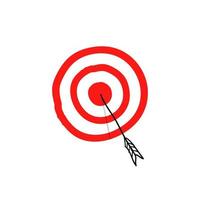 arrow hitting target in doodle handdrawn style vector