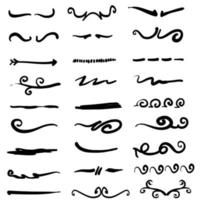 collection of handdrawn border and divider with unique swirl doodle style vector