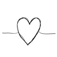 corazón dibujado a mano con garabato redondo grunge enredado con línea delgada, forma divisoria. vector de estilo garabato