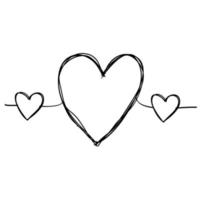 Tangled grunge round scribble hand drawn heart with thin line, divider shape.doodle style vector