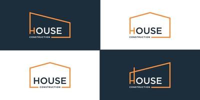 construcción del logo de la casa con concepto moderno, colección, edificio, arquitecto, vector premium