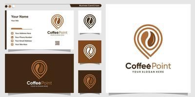 logotipo de café con estilo de arte de línea de puntos y plantilla de diseño de tarjeta de visita vector premium