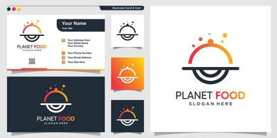 Food logo with modern gradient planet style and business card design template, food, eat, logo, template, Premium Vector