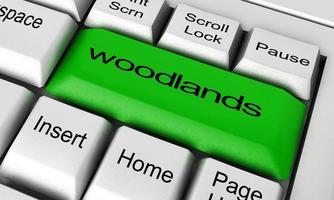 woodlands word on keyboard button photo