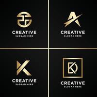 Golden set logo design inspiration, letter, gold, shape, modern, abstract, collection, Premium Vector