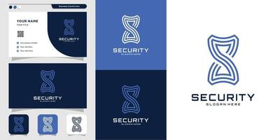 logotipo de seguridad cibernética y diseño de tarjetas de visita. seguridad, moderno, cibernético, seguro, emblema, icono vector premium