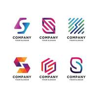 Set of letter S logo design collection, modern, gradient, abstract, letter Premium Vector