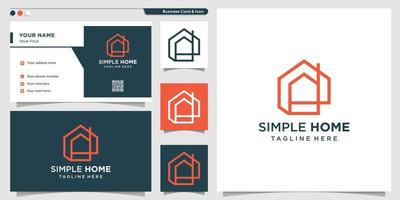 logotipo de casa simple con estilo de arte de línea y plantilla de diseño de tarjeta de visita, casa, edificio, simple, vector premium