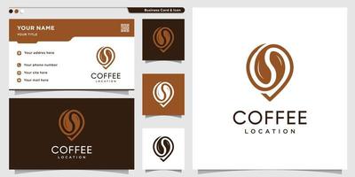 Coffee logo with location style and business card design template Premium Vector