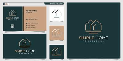 Home logo with simple line art style and business card design template, home, logo, line art, logo template, Premium Vector