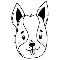 Cute funny dog. Vector illustration in linear hand drawn doodle style