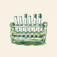vintage style chemical tube in wooden rack vector