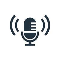 microphone icon. microphone or voice recorder symbol. flat vector design isolated on white background.