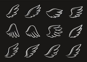 Angel doodle wing set. Hand drawn vector