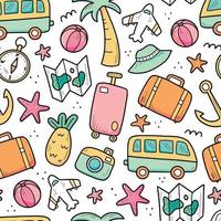 Hand drawn seamless pattern of travel vector