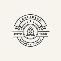 Vintage Retro Badge for Hops Craft Beer Ale Brewery Logo Design Template Element vector