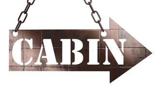 cabin word on metal pointer photo