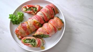 baked bacon roll stuffed spinach and cheese