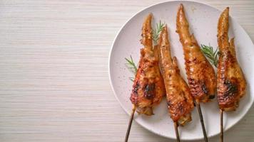 grilled or barbecue chicken wings skewer video
