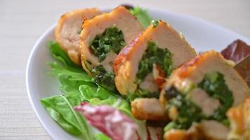 Baked chicken breast stuffed with cheese and spinach video