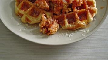 homemade fried chicken with waffle and cheese video