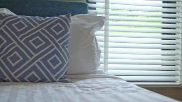 beautiful pillow on bed decoration in bedroom interior video