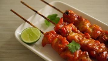 grilled chicken skewer with herbs and spices on plate video