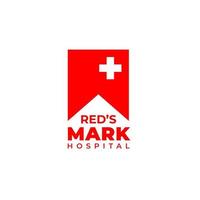 logotipo de marcador rojo. logotipo del centro médico del hospital, logotipo de la clínica vector