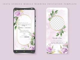 elegante plantilla móvil de historia de invitación de boda vector