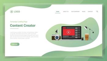 content creator concept for website template landing homepage vector