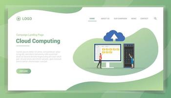 cloud computing concept for website template landing homepage vector