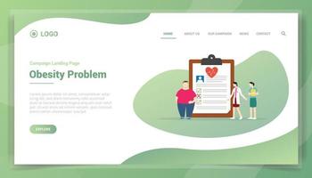 obesity problem concept for website template landing homepage vector