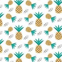 pattern with yellow pineapples. Pattern with ripe pineapples. Vector pattern in doodle style.