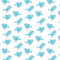 pattern with cute blue birds. Pattern with birds . Vector pattern in doodle style.