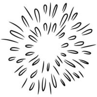 Starburst, sunburst  hand drawn. Design Element Fireworks Black Rays. Comic explosion effect. Radiating, radial lines. vector