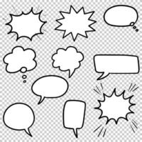 Hand drawn set of speech bubbles isolated . Doodle set element. Vector illustration.