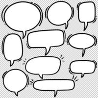 Hand drawn set of speech bubbles isolated . Doodle set element. Vector illustration.