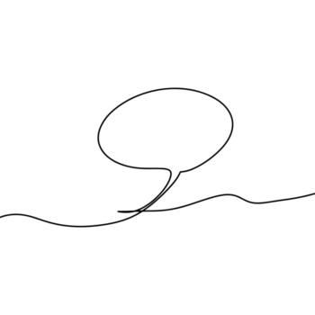 Continuous one line drawing of speech bubble. Doodle set element. Vector illustration.