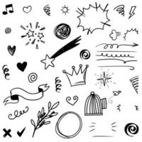 Hand drawn set doodle elements for concept design isolated on white background. vector illustration.