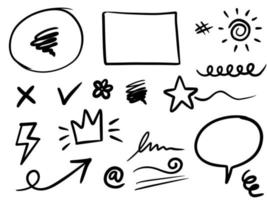 Hand drawn set doodle elements for concept design isolated on white background. vector illustration.