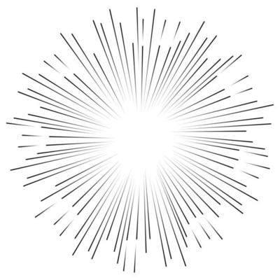 Starburst, sunburst  hand drawn. Design Element Fireworks Black Rays. Comic explosion effect. Radiating, radial lines.