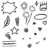 Hand drawn set doodle elements for concept design isolated on white background. vector illustration.