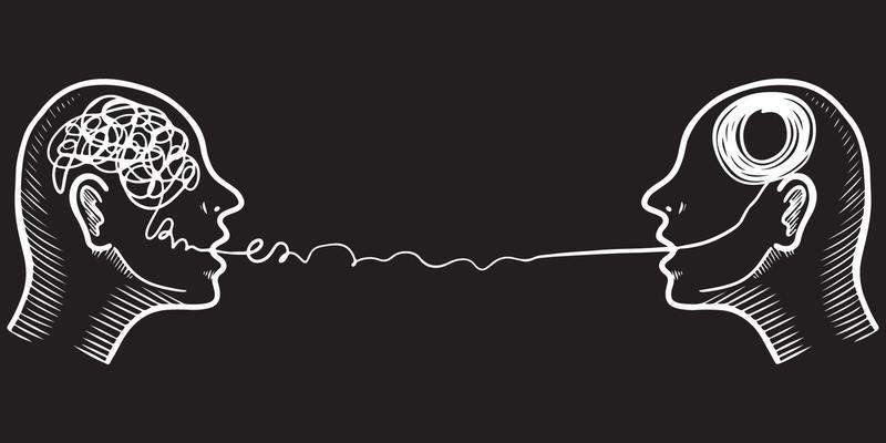 hand drawn Two humans head silhouette psycho therapy concept. design element . vector illustration.