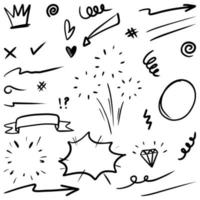 Hand drawn set doodle elements for concept design isolated on white background. vector illustration.