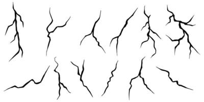 Set of hand drawn cracks Isolated on white background. vector illustration