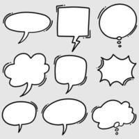 Hand drawn set of speech bubbles isolated . Doodle set element. Vector illustration.