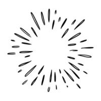 Starburst, sunburst  hand drawn. Design Element Fireworks Black Rays. Comic explosion effect. Radiating, radial lines. vector