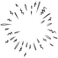 Starburst, sunburst  hand drawn. Design Element Fireworks Black Rays. Comic explosion effect. Radiating, radial lines. vector